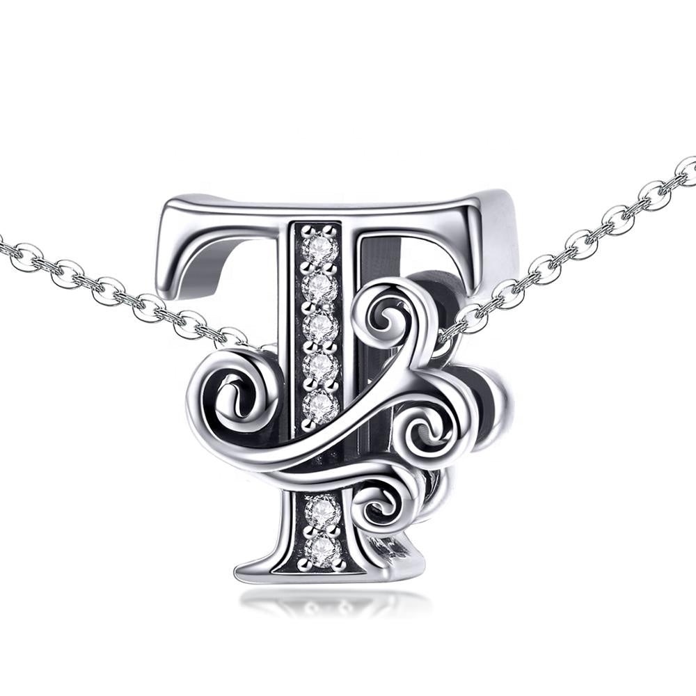 🐘🐘 S925 Sterling Silver Diamond Letter “T” Charm - Picture 5 of 6